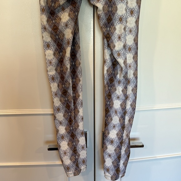 Wolven Argyle White Cossover Pocket Legging Size Small - Picture 11 of 16